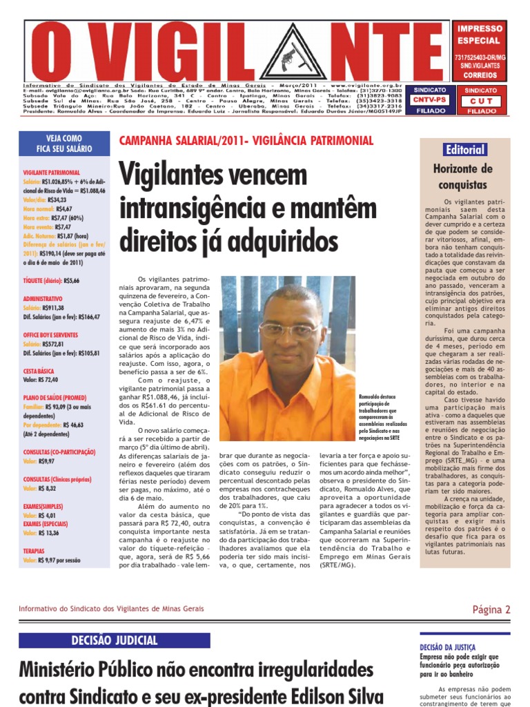 Jornal Do Vigilante | PDF | Sindicato | Salário