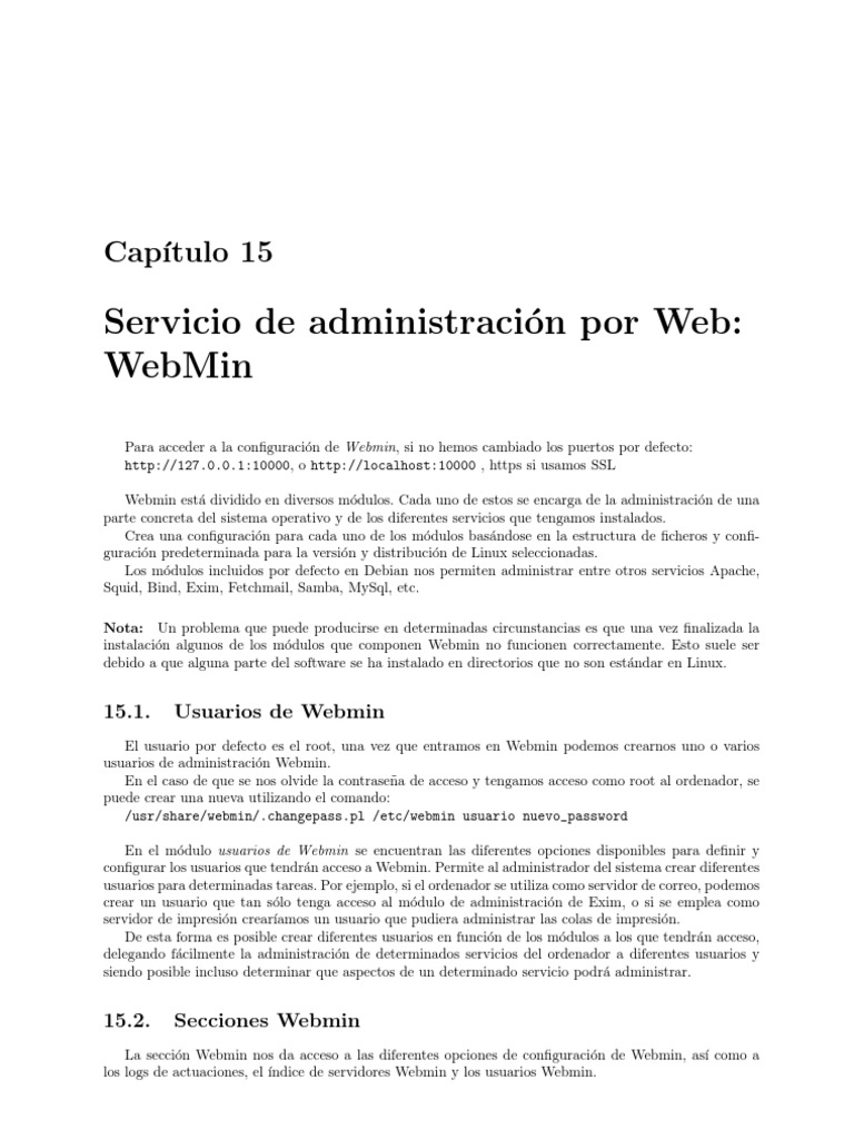 Administración de Webmin en Linux | PDF | Autenticación | Contraseña