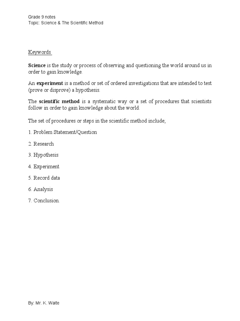 Grade 9 Notes 1 | PDF