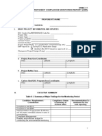 Pro-Forma Proponent Compliance Monitoring Report (CMR) : Annex 3-1