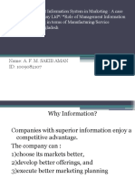 Role of Management Information System in Marketing: A Case System in Marketing in Terms of Manufacturing/Service Organization in Bangladesh