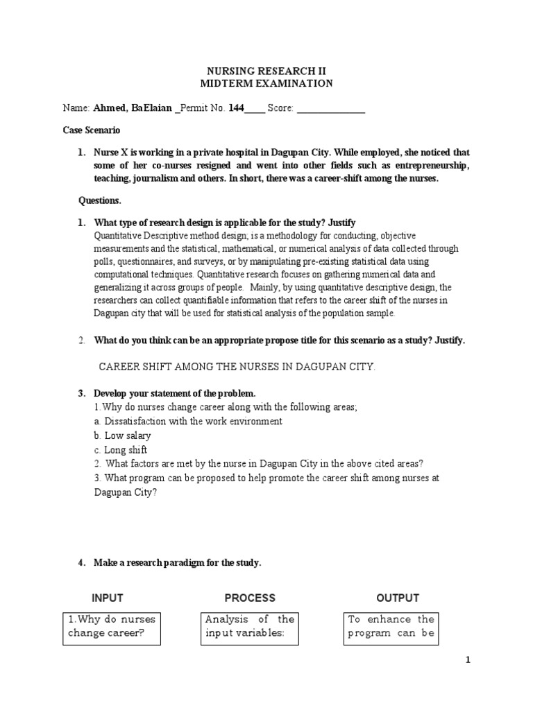 Nursing Research Midterm Exam Insights | PDF | Survey Methodology ...
