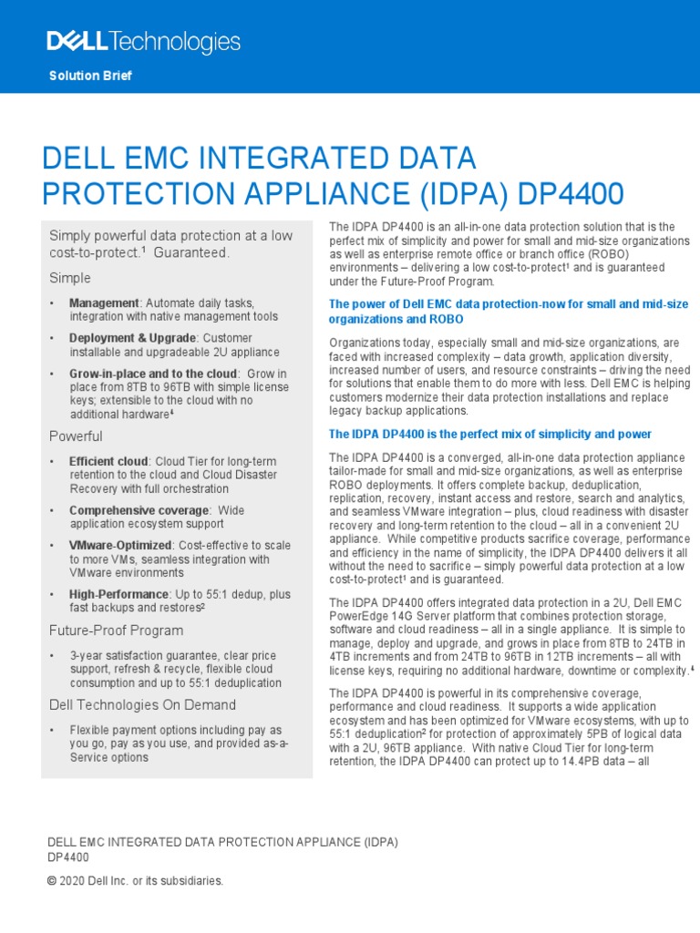 h17254 Ds Integrated Data Protection Appliance dp4400 PDF V Mware Cloud Computing