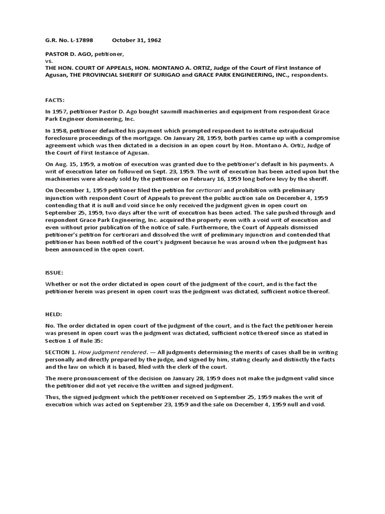 Gr no l 17898 case digest pdf judgment law judiciaries