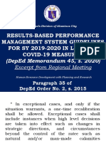 Results-Based Performance Management System Guidelines For Sy 2019-2020 in Light of Covid-19 Measures