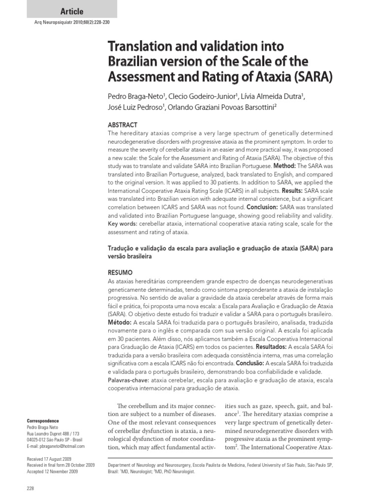 Validação da Escala SARA em Português | PDF | Bem-estar | Médico