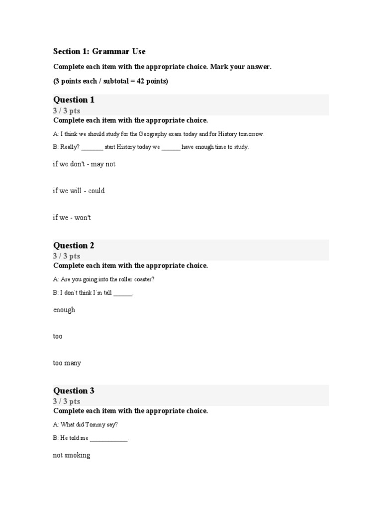 Grammar and Vocabulary Practice Test | PDF
