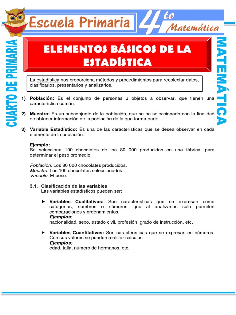 Elementos Básicos de La Estadistica para Cuarto de Primaria | PDF ...