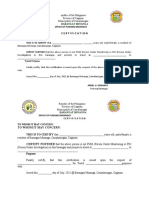 Certification: Barangay Minanga