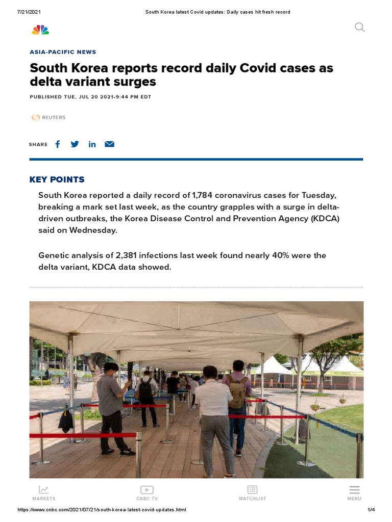 South Korea Latest Covid Updates - Daily Cases Hit Fresh Record | PDF ...