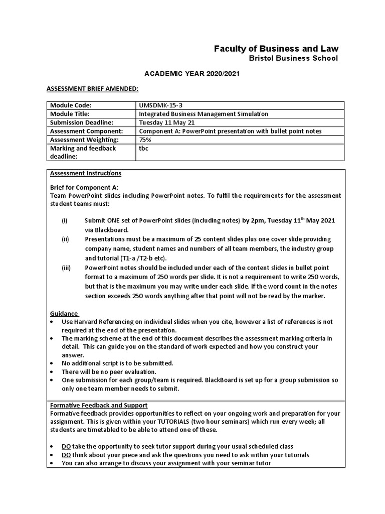 Component A - Assessment Brief 2020-2021 | PDF | Analysis | Microsoft ...