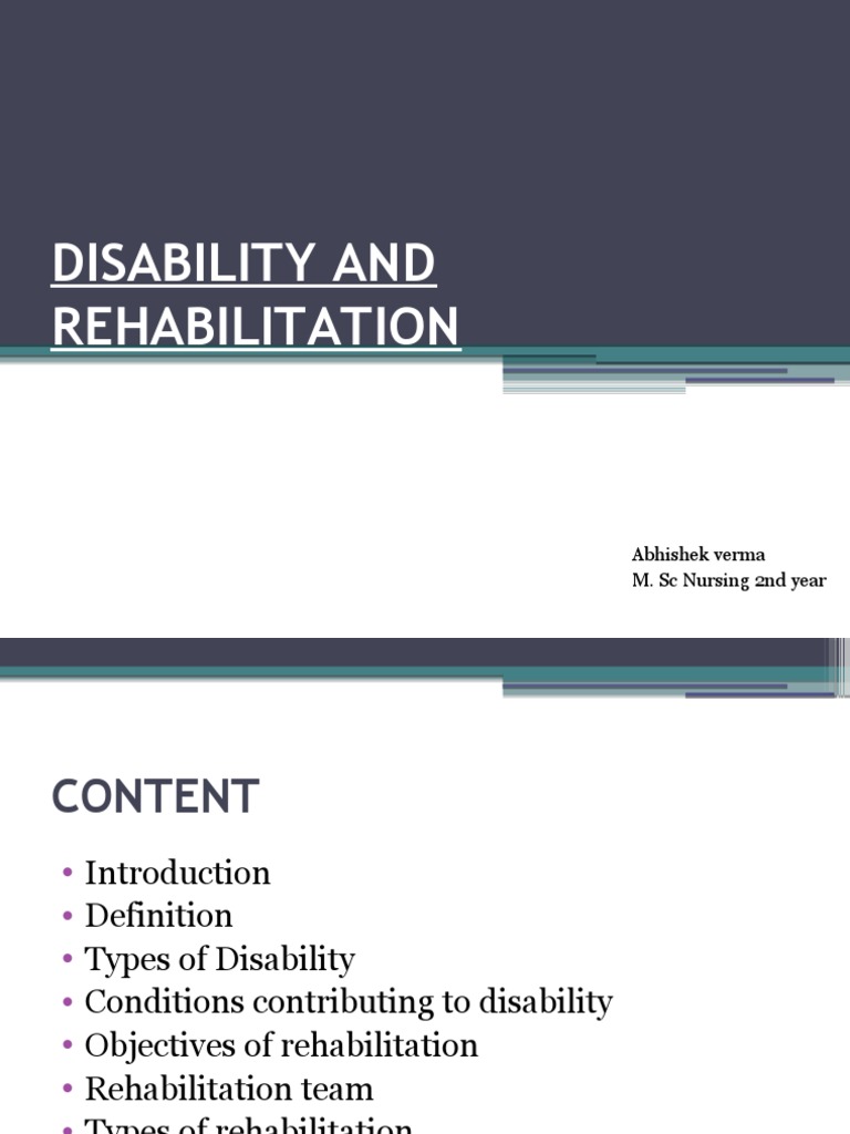 Disability Rehabilitation Overview | PDF | Physical Therapy | Drug ...