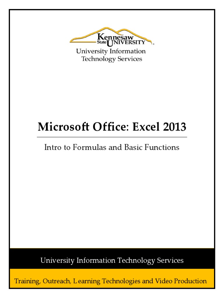 0364 Excel 2013 Intro To Formulas and Basic Functions | PDF | Formula ...