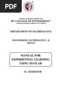 Manual For Experiential Learning Using Matlab: RV College of Engineering