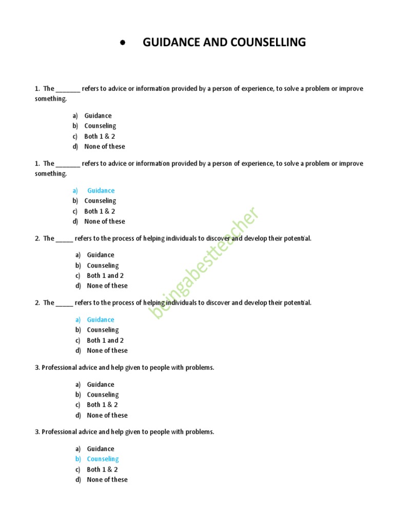 Guidance and Counseling Overview | PDF | School Counselor | Counseling ...