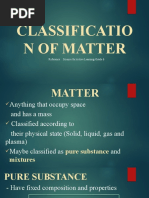 Classificatio N of Matter: Reference: Science For Active Learning-Grade 6