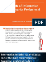 Role of Information Security Professional: Presentation by - K Sai Sowmith (ECE - A)