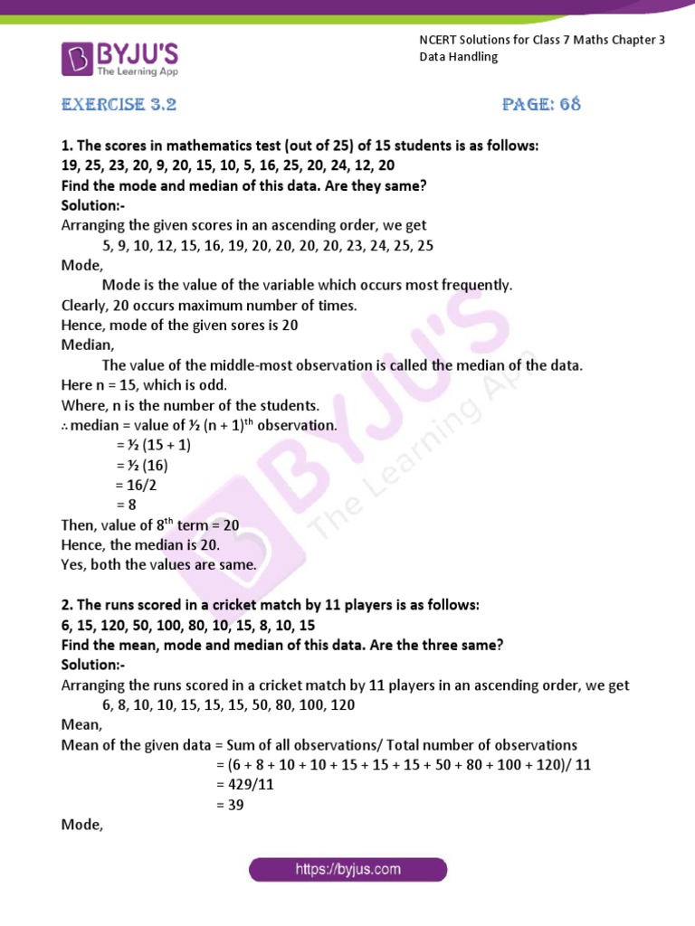 NCERT Solutions For Calss 7 Maths Chapter 3 Data Handling Exercise 3.2 ...