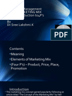 Marketing Management Unit4: Marketing Mix Topic:Introduction To4p's Session: 01 by DR - Sree Lakshmi.K