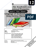 Language of Academic Texts From Various Disciplines: Quarter 3 - Week 1: Module 1