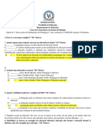 Fundamentos de Pedagogia: Guião de 1o Teste Escrito