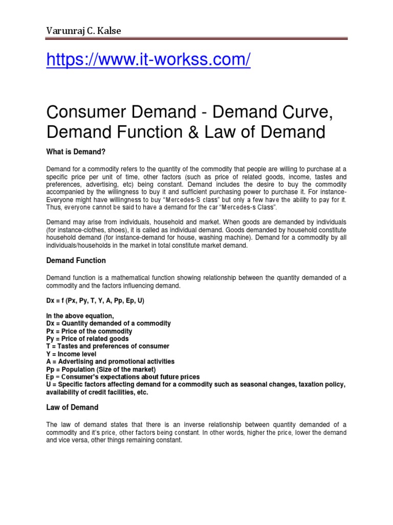 Understanding Demand: Curve & Function | PDF | Demand | Demand Curve