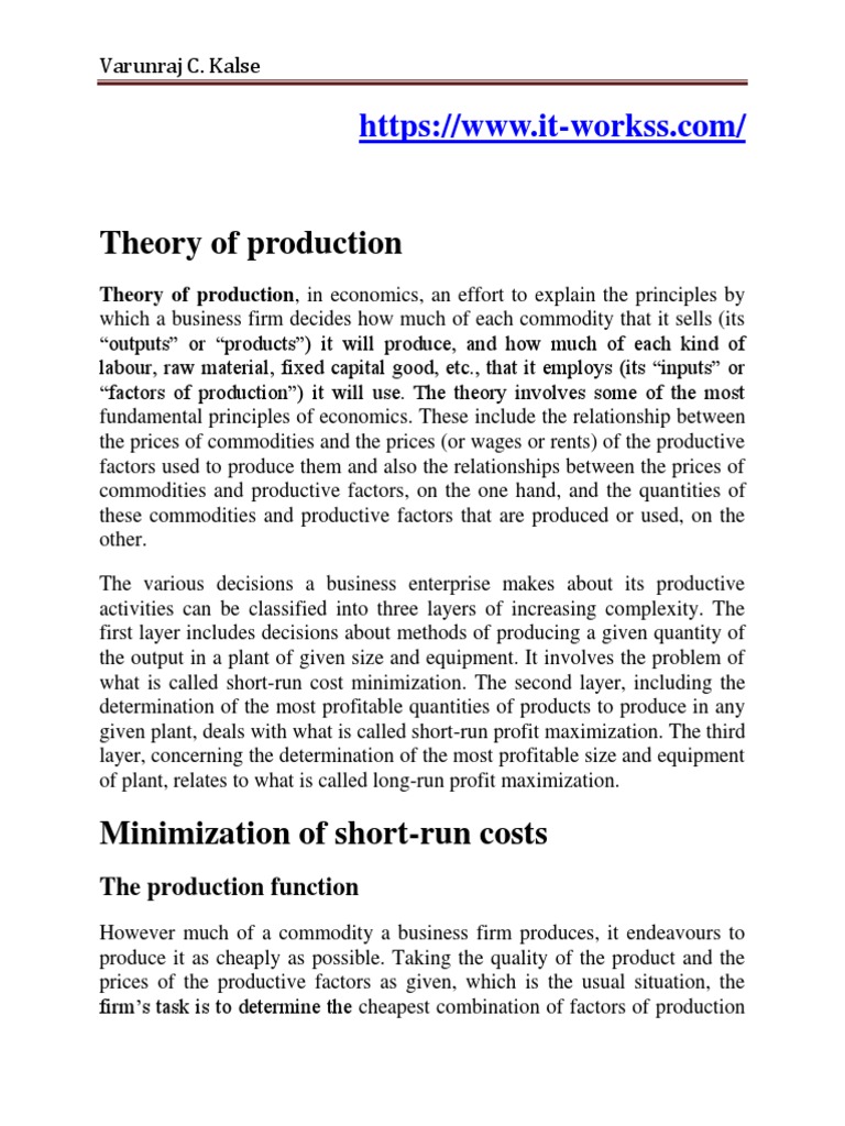 Understanding Production Theory in Economics | PDF | Long Run And Short ...