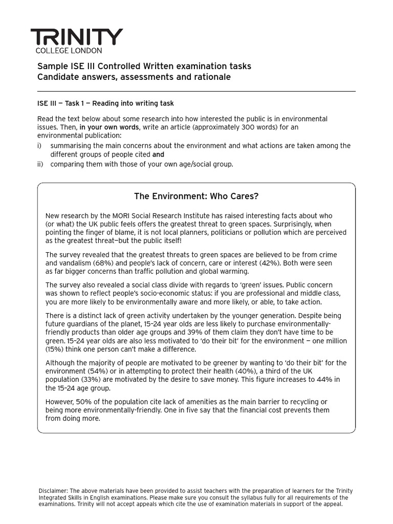 Ise III Sample Controlled Written Answer PDF Free | PDF | Career ...
