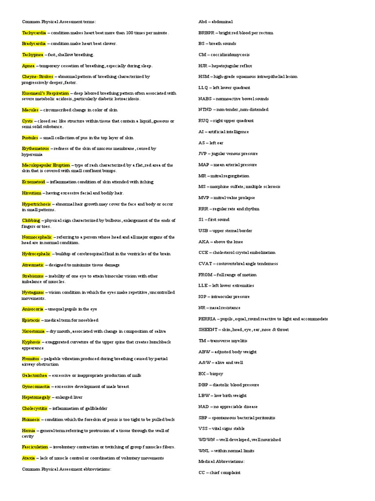 LONG Terms and Abbreviations | PDF | Breathing | Blood