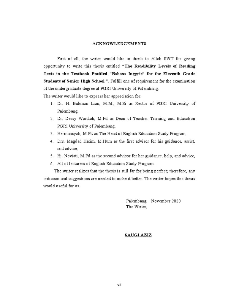 Acknowledgements | PDF | Career & Growth | Language Arts & Discipline