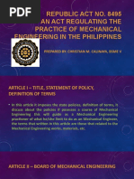 Republic Act No. 8495 An Act Regulating The Practice of Mechanical Engineering in The Philippines