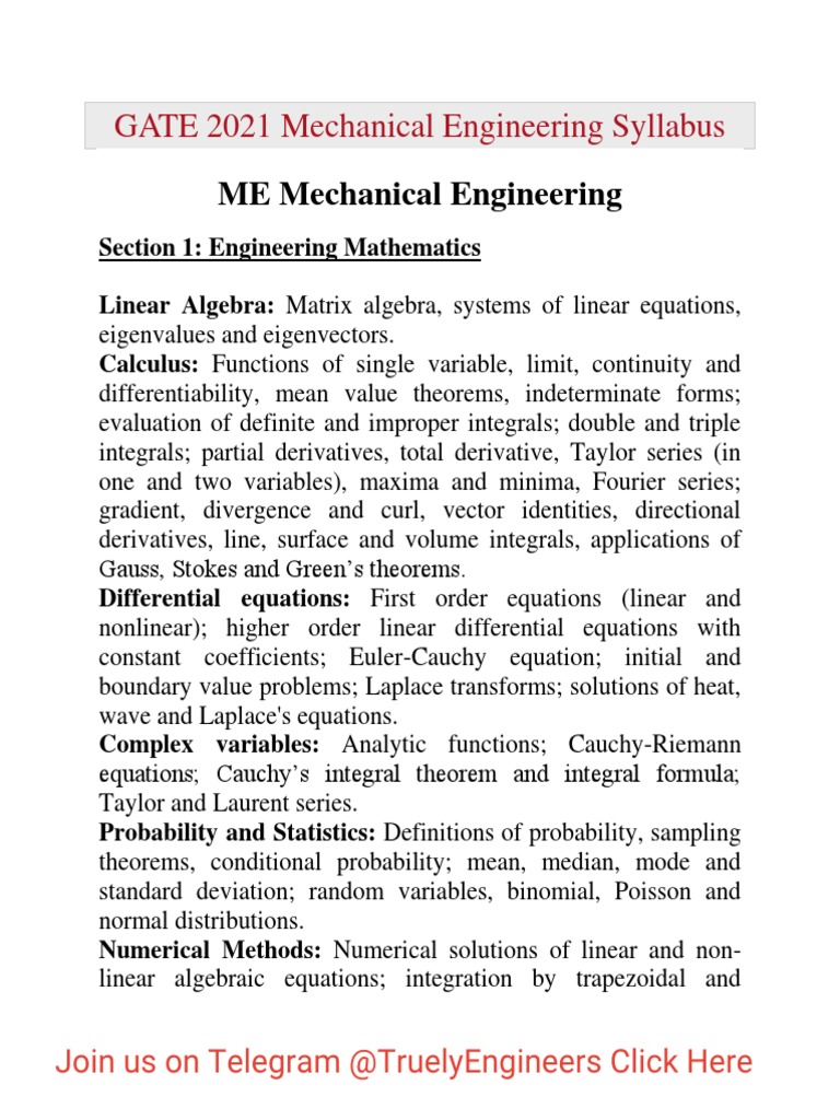 GATE 2021 Mechanical Engineering Syllabus | PDF