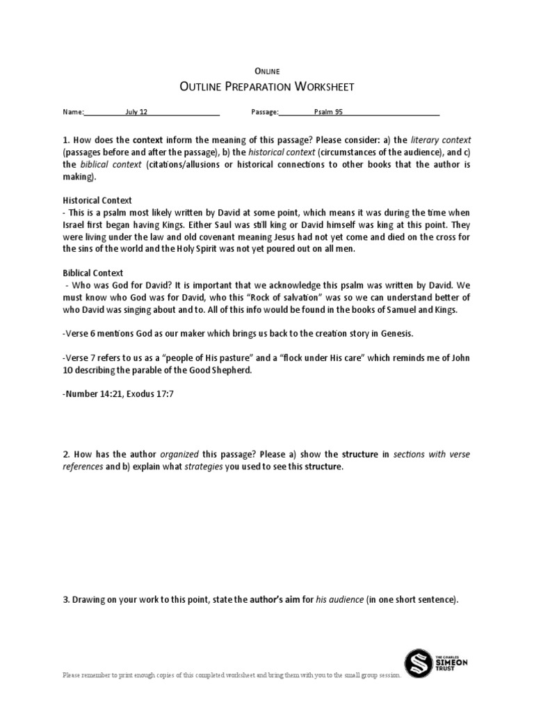 Outline Worksheet | PDF
