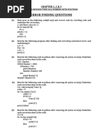 Error Finding Questions: Chapter 1, 2 & 3