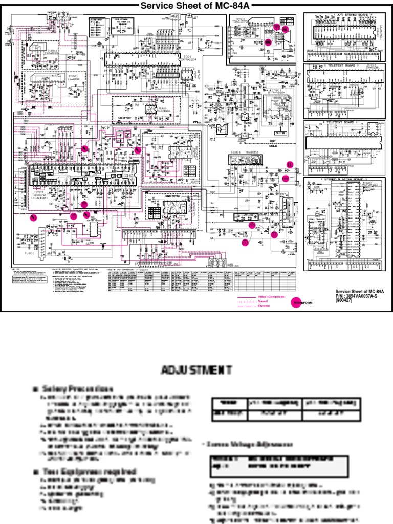 Service Sheet of MC-84A P/N: 3854VA0037A-S (980427) : Video (Composite ...