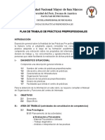Formato Plan de Trabajo de Prácticas Preprofesionales Facultad Psicología UNMSM