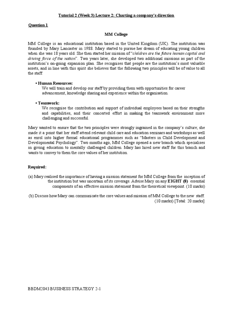 Business Strategy Tutorial 2 Question Pdf Brand Strategic Management