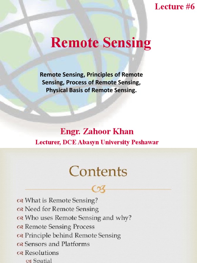 Lecture #6 (Remote Sensing) | PDF