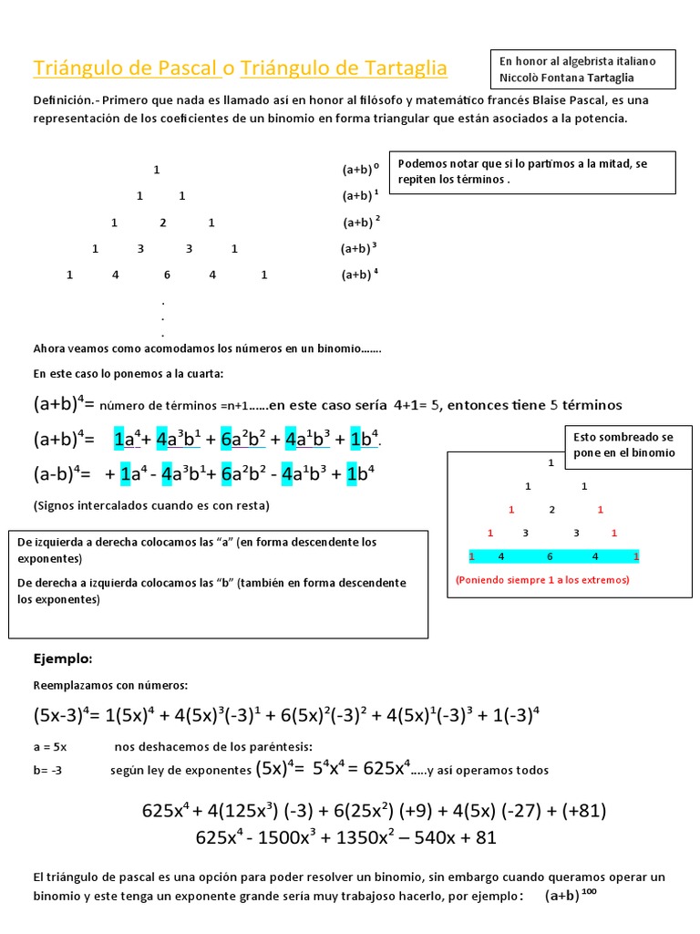 Coeficientes Binomiales con Pascal | PDF | Análisis complejo ...
