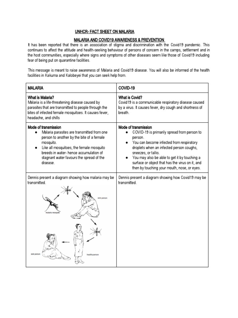 UNHCR - Health Fact Sheet - Malaria Script DN | PDF | Malaria | Public ...