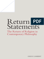 Gregg Lambert Return Statements The Return of Religion in Contemporary Philosophy