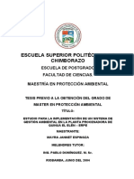 Escuela Superior Politécnica de Chimborazo: Escuela de Postgrado Facultad de Ciencias. Maestría en Protección Ambiental