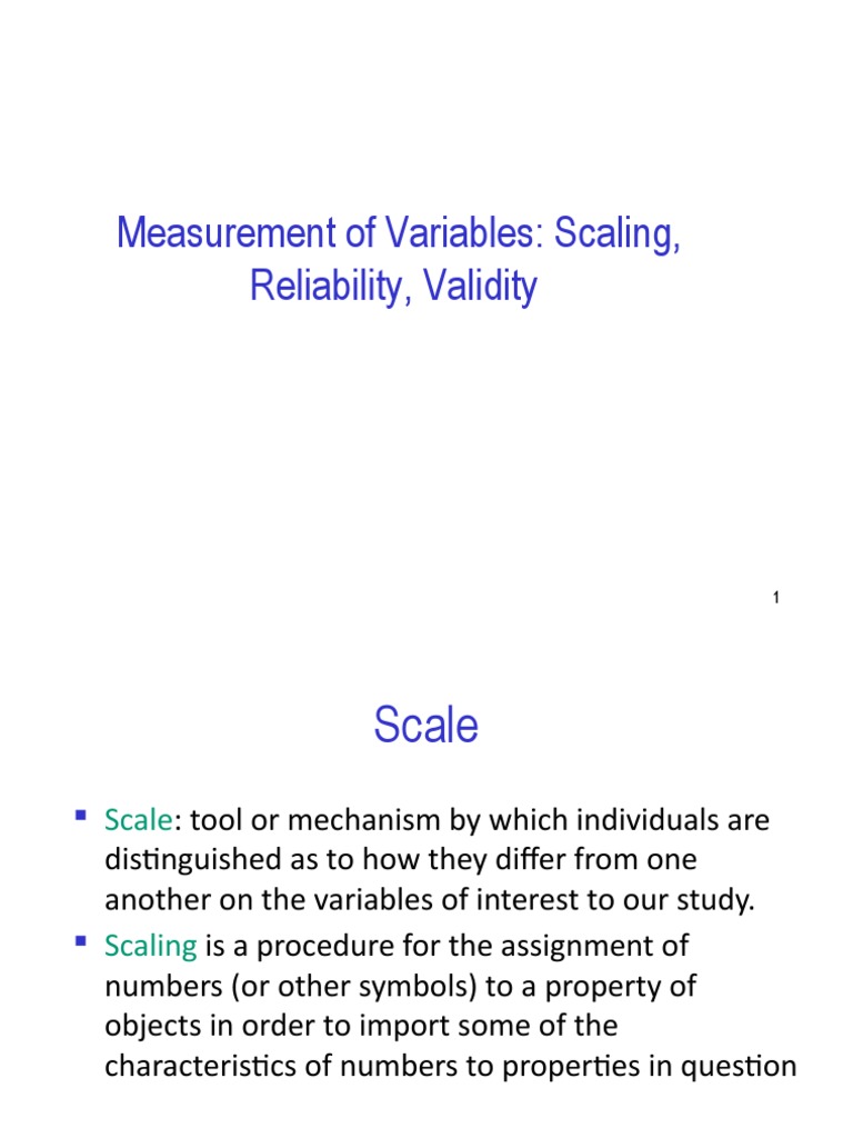 7 - Measurement of VariablesScallingReliability | PDF | Level Of ...