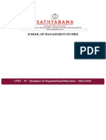 School of Management Studies: UNIT - IV - Dynamics of Organizational Behaviour - SBAA5102