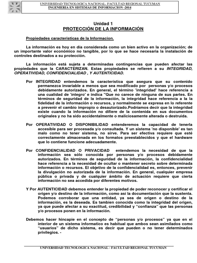 01 Seguridad Informatica - Proteccion de La Informacion | PDF | La ...