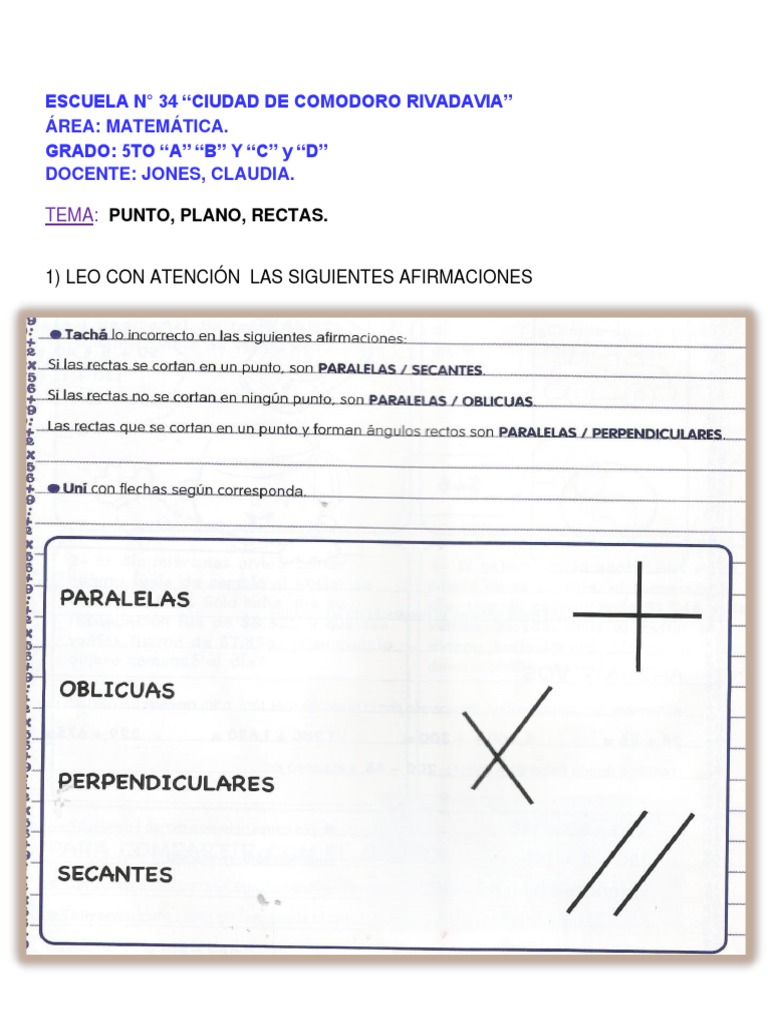 Hoja De Trabajo De Líneas Paralelas Y Perpendiculares Rectas