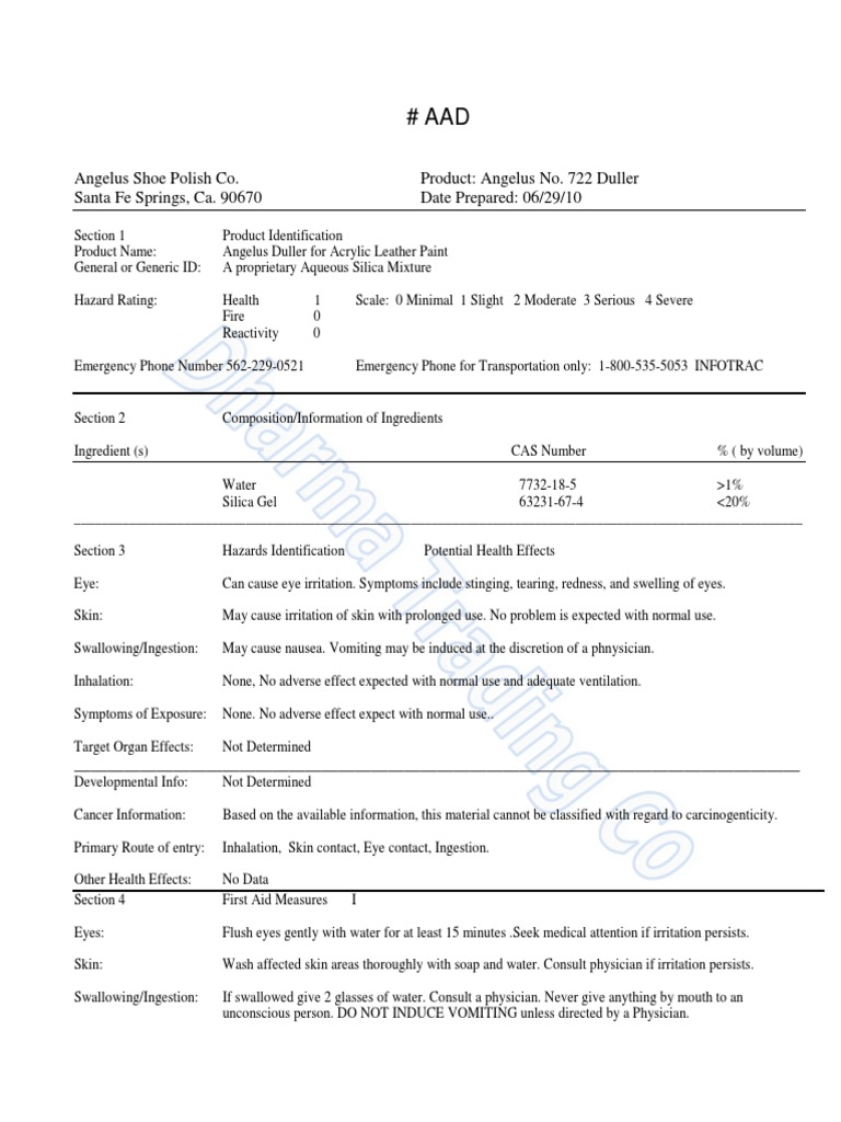 Angelus Shoe Polish Co PDF Firefighting Volatile Organic Compound