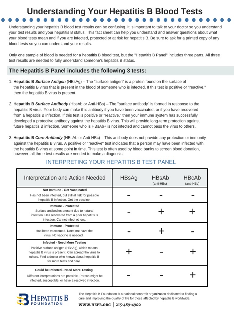 Understanding Your Hepatitis B Blood Tests | PDF | Hepatitis B | Hepatitis