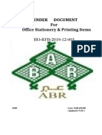 Tender Document For Office Stationery & Printing Items: HO-RFB-2019-12-005