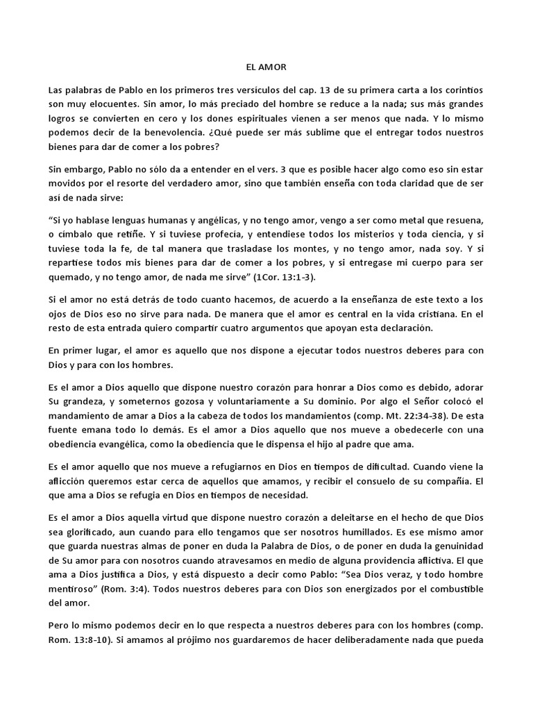 El Amor en la Vida Cristiana | PDF | Amor | Fe